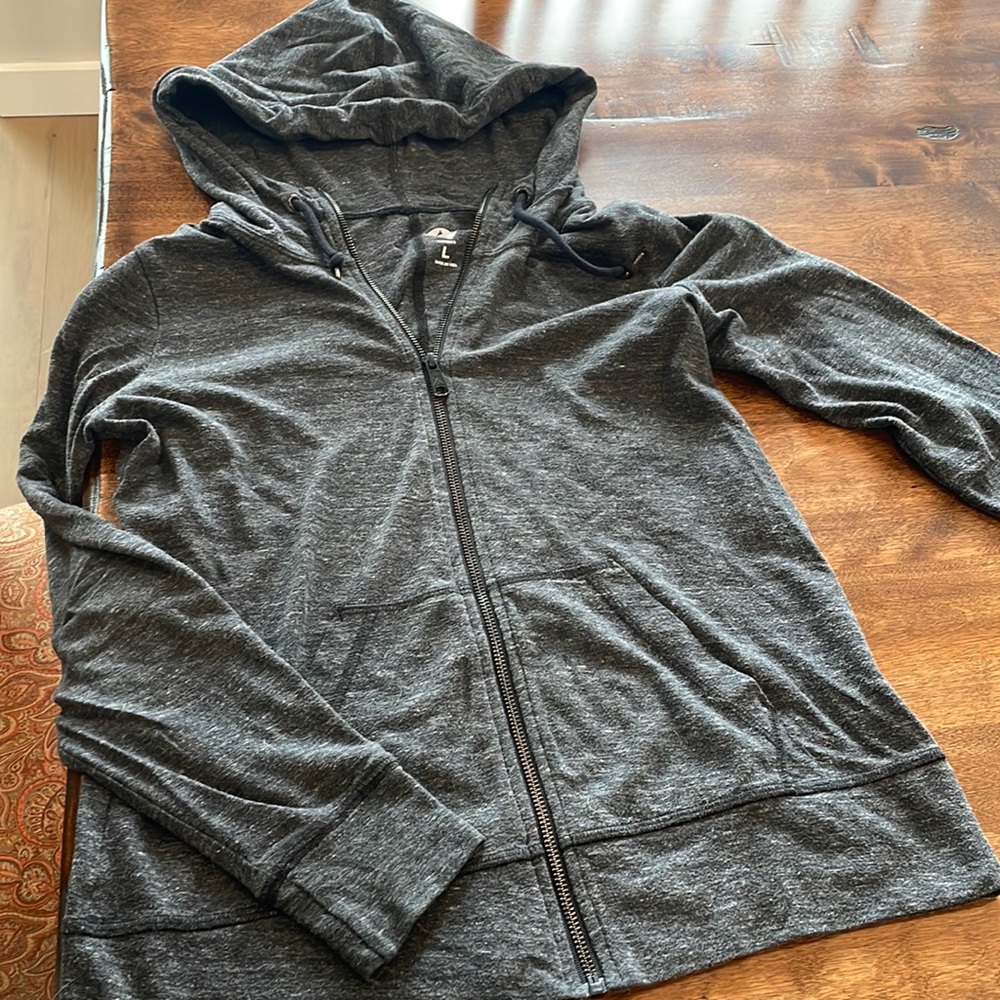 heathered dark grey American Giant hoodie